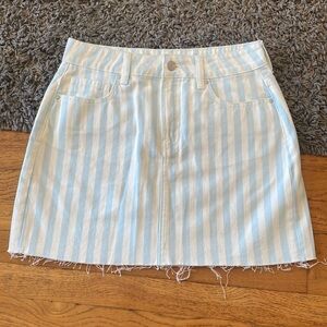 Pacsun Blue and White Stripe Denim Mini Skirt Size 26